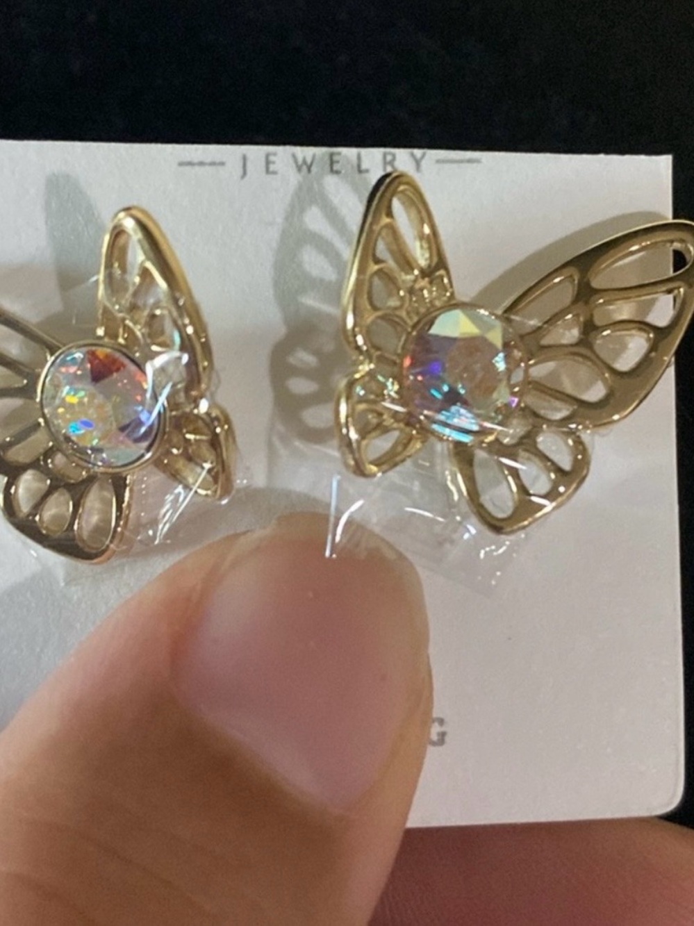 Swarovski Gold Butterfly Crystal Stud Earrings -